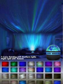 1pc Northern Lights LED Projector Night Light, USB Powered Multi Colour Northern Lights Light Projector With Remote Control, Adjustable Brightness, Bedroom Decoration LED Lights For Party, Bedroom Ambience Decoration, Perfect Gift Choice