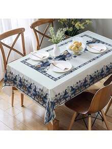 1 Stück Halloween Kürbis & Hexenhut Muster Tischdecke, saisonale Küchen-/Esszimmer Dekoration, in runder oder rechteckiger Größe erhältlich, Polyestermaterial, Innen-/Außenbereich Party Dekoration, Halloween Feiertags Dekoration, Heim Küchen Dekoration