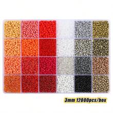 24格3毫米彩色玻璃珠，适用于手工珠宝制作、手链和项链DIY配件、万圣节、圣诞节和糖果珠DIY工艺品，批发散装商品[12000颗/盒] - 12000pcs/box - 查看 20