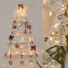 2/5/10m Gold/Silver Christmas Ribbon Fairy String Lights, 20/50/100 LED Wreath Lights, Battery Powered Ribbon Bow Lights For Home Decor Living Room Halloween Christmas Wedding Decoration, Perfect Gift For Party Birthday Christmas, Novelty Christmas Tree Decor, Home Kitchen Room Living Room Decor Lights, Batteries Not Included, DIY Decor Lights, Patio Garden Decor Lights, Indoor Lights Christmas Decoration XMAS Decor Christmas Tree Gift Decor Thanksgiving Wedding Home Decor Home Decor Fall Decor Autumn Decor Birthday Decorations For Gifts Party Supplies Indoor Outdoor Garden Holiday Festival Decor Halloween Decor Wall Decor Halloween Ornaments