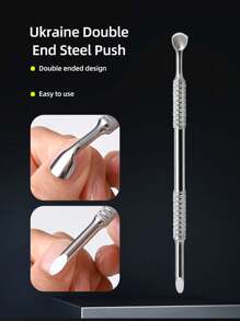 LRIS 不銹鋼修腳修甲工具，設有雙頭指甲骨刀和指甲清潔器，單個蹄形 - 銀色 - 查看 4