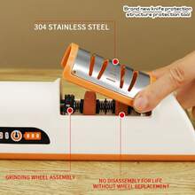 Elektryczna ostrzałka do noży kuchennych, 3-stopniowe ostrzenie i polerowanie, narzędzie do ostrzenia noży, odpowiednia do noży stalowych i ceramicznych, profesjonalna elektryczna ostrzałka do noży z 3-stopniowym ostrzem diamentowym, precyzyjna prowadnica kątowa 20° do szybkiego ostrzenia, naprawy/renowacji/polerowania ostrzy