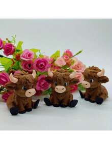 1pc 3D Printed Seated Highland Cow - Adorable Desk Pet For Office Cuteness & Farmhouse Aesthetic Fans - Charming Decor For Birthdays, Housewarmings & Farm Themed Parties, Modern Farm Decor For Minimalist Shelves - Multicolor - View 6