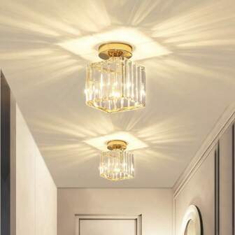 1pc Crystal Entrance Hall Light, Creative Glass Lampshade Ceiling Light For Foyer, Living Room, Corridor, No Bulb Included