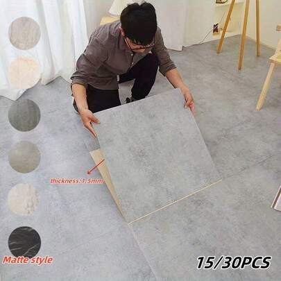 15/30 件哑光自粘地板/墙贴，SXP 大理石纹理乙烯基壁纸，可移除，防滑，防油/防水/防霉，家居装饰，地板和墙面翻新，11.8 英寸 X 11.8 英寸地板砖地板地砖自粘地砖剥离粘贴客厅装饰房间装饰厨房厨房装饰
