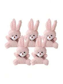 5个卡通领结坐姿兔子毛绒玩偶，可DIY钥匙扣、包包挂件，适合情人节、毕业派对、生日礼盒、婚礼派对装饰、生日派对DIY装饰、包包钥匙扣挂件、圣诞节、儿童派对礼物、儿童礼物 - 彩色 - 查看 14