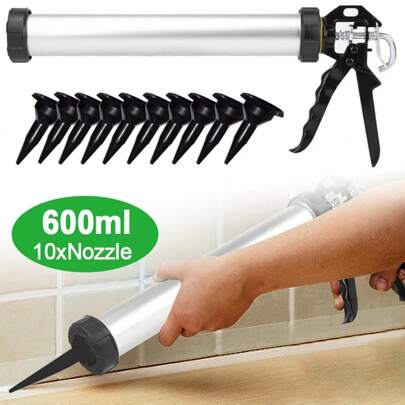 600ml Pointing Grouting Sausage Sealant Foil Mastic Combi Caulking Gun - Silver