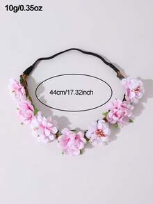 1pc Women's Fashion Elegant Bohemian Pink 3D Flower Headband, Suitable For Daily, Spring Party, Travel, Beach, Wedding Matching - Multicolor - View 5