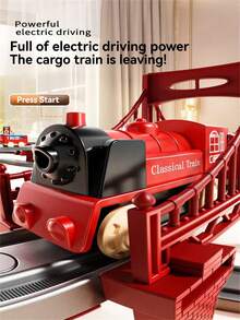 儿童益智趣味大型电动火车轨道车，电动高速火车模型带轨道，DIY拼图组装多种轨道形状，场景模拟防撞，男孩玩具礼物（配件颜色和款式随机） - 彩色 - 查看 4