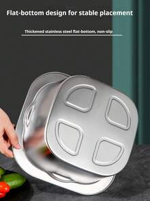 1 cái Rây lọc vuông bằng thép không gỉ, Rổ lọc đáy phẳng cho nhà bếp, Bát rửa rau, Rổ thoát nước đa năng, Rây lọc gạo bằng thép không gỉ cho gia đình nhà bếp - Bạc - Xem 4