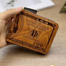 EIGIIS 1 件男士 100 美元钞票皮革双折卡包钱包手提包钱包，耐磨 PU 皮革，休闲商务风格，送给朋友、男朋友、丈夫和父亲的最佳礼物，大容量多卡槽，商务休闲风格，生日礼物，毕业礼物，父亲节礼物 - 彩色 - 查看 18