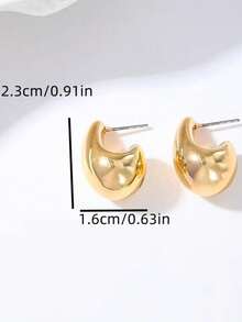 1 Pair Elegant Gold Teardrop Earrings For Women - Chic Dangle Earrings For Daily Wear, Date Night, Parties & Special Occasions, Hypoallergenic Lightweight Fashion Jewelry - 月牙 - 查看 4
