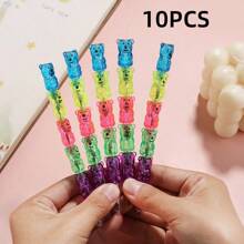 10pcs/5pcs/1pc Cartoon Bear Non-Sharpening Pencil, Multi-Section Building Blocks Stationery, Detachable Small Gift