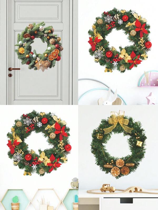 1pc Door Stickers Christmas Wreath Stickers PVC Stickers Materials Removable Self-Adhesive Easy-To-Tear Stickers Suitable For Door Decoration Room Bedroom Study Door Stickers Home Beautification Decoration Painting Stickers Make Your Life A New Holiday Decoration Stickers Birthday Graduation Gifts  Christmas Decor  Christmas Decorations Christmas Decoration Room Decor Wall Decor Wall Stickers Wall Sticker Home Decor