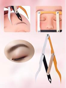 ATOMUS 1pc Stainless Steel Golden Ratio Eyebrow Ruler, Permanent Makeup Eyebrow Shaping Measurement Tool - Multicolor - View 1