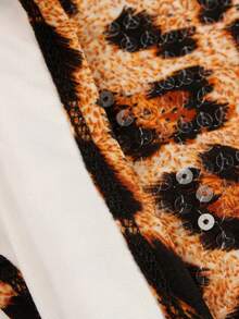 Summer Sexy Colorblock Slim Fit Shorts Cheetah Print Sequins Booty Shorts Party Festival Outfits For Women - 棕色 - 查看 5