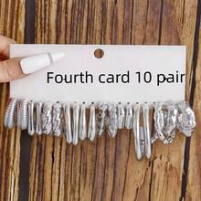 10pcs/40pcs Set Silver-Color CCB Exaggerated C-Shape Resin Earrings, Suitable For Party Gifts, Lightweight To Wear - New Models 1-40 Pairs - View 7