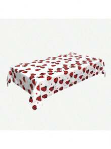 1pc Ladybug/Cute Ghost Heatproof Tablecloth, Adorable Polyester Rectangular/Round Decorative Tablecloth Suitable For Living Room And Kitchen Decor Halloween Party