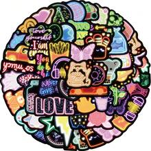 ‌50 Pieces New Design Cute Neon Stickers For DIY Crafts, Party Favors, Candy Bag Decor, Seasonal Scrapbooking, Skateboard & Notebook Personalization - Multicolor - View 3