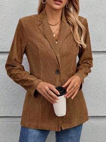 Women's Regular Fashionable Versatile Solid Color Single Button Blazer