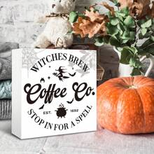 1 pieza/4 piezas Decoración de Halloween con tema de café, sombrero de bruja, calabaza espeluznante, patrón de murciélago, decoraciones de fiesta de Halloween espeluznantes, decoración de habitación de Halloween, mesas, bandejas, estantes, chimenea, adornos decorativos, decoración de Halloween, decoración de otoño, accesorios de Halloween