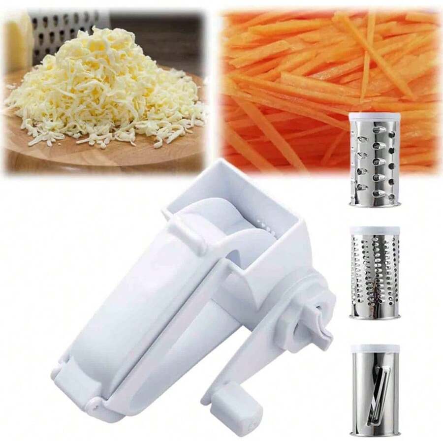VIAJELUZ Trituradora de queso de plástico giratorio, rallador manual para queso y alimentos, accesorio de cocina eficiente y fácil de usar, material antideslizante, ideal para preparar recetas variadas, limpieza rápida
