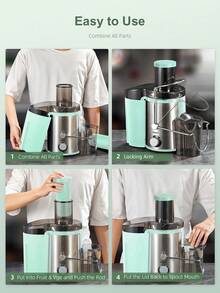 Reemix Licuadoras Para Verduras y Frutas, 800W Licuadora de Acero Inoxidable, Fácil de Limpiar, 2 Modos de Velocidad, 65MM de Boca Ancha, Pies Nondeslizantes, Cepillo Incluido (800, Vatios) - Verde - Ver 6