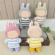 Nuevo accesorio de llavero con suéter de punto a rayas adecuado para ropa de muñeca Labbubu de 17 cm, regalo para fiesta de cumpleaños infantil