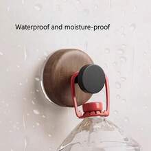 1/3/5Pcs Walnut Wood Grain Plastic Suction Cup Hook Strong Bearing Adhesive Hook For Bathroom And Kitchen No-Drill Creative Knob Design, Portable Storage Hanger
