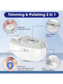 1pc Smart Electric Nail Clipper With Anti-Pinch, Polishing, Lighting And Grinding Functions. Suitable For All Ages. Portable USB Rechargeable 2-In-1 Electric Nail Clipper And Nail Grinder With LED Light, Avoiding Cutting Into Flesh. - Multicolor - View 8