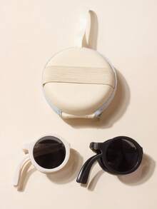 1/2/6 PCS Baby Glasses+1 Pc Glasses Bag,For 2-5 Years Old,Baby Boy And Baby Girl Glasses,Foldable Glasses, Portable Glasses,Cool,Cute,Round Glasses, Decorative Glasses,Baby Glasses Gift,Spring Accessories,Summer Accessories