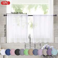 1 pièce Rideau transparent de couleur unie, rideau de fenêtre transparent à moitié, rideau filtrant de poche de tige pour ombrage. Convient pour la décoration de la cuisine, de la salle de bain et du café. Rideau de voile
