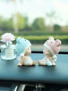 One Baby Bottle Doll Decorative Ornament, Blue And Pink Hat, Suitable For Gender Reveal Parties, Birthday Parties, Baby Shower Decorations. - Multicolor - View 6