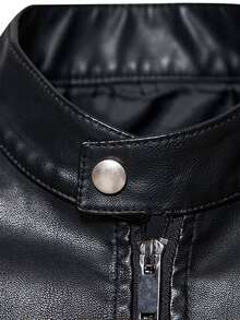 Men's Casual PU Leather Jacket, Vintage Motorcycle Jacket, Autumn/Winter
