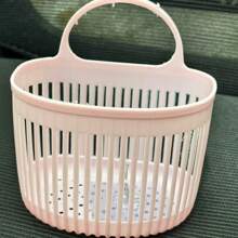 1 件粉色/白色二合一壁挂篮，多功能垂直板条结构，通风防潮，适用于厨房、浴室，存放洗漱用品、香料、钥匙，节省空间的设计，可爱耐用（轻微外观瑕疵，不影响使用）