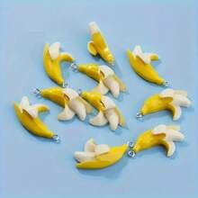12 Stylish Yellow Banana Resin Pendants, Suitable For DIY Making Keychains And Earrings, Offering Various Designs Of Accessories, Suitable For Bracelet And Necklace Making, Suitable For Daily Wear, Charms - 黃色 - 查看 4