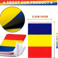 Romania National Flag, Romania Handheld Flags, 5.5*8.2inch/20pcs/20feet Romanian String Flags, Durable Polyester Romanian Banner, Indoor/Outdoor Multipurpose, Ideal For European Football Cup, World Events & Party Decoration