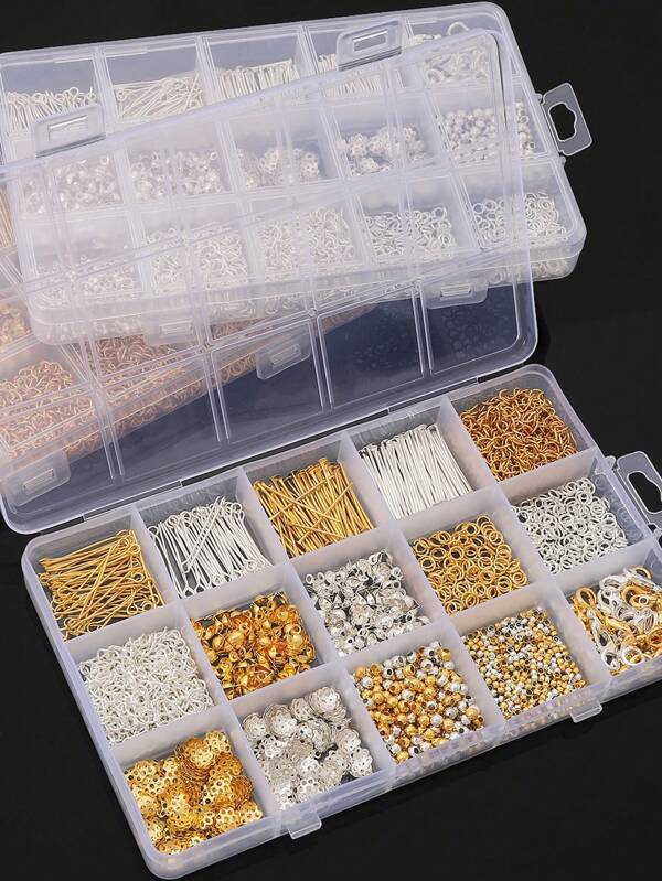 15-Box DIY Jewelry Accessories Set: Suitable For Beading Tools Of Earrings, Hooks, And Necklaces, Perfect For Inspiring Crafters' Imagination And Favored By Jewelry Enthusiasts.