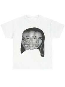 Women Men Mariah Scientist Rapper Young Hip-Hop Tee Tshirt, Women Tee Classic Free Thugs Print Round Neck Short Sleeve T-Shirt Y2K Vintage Streetwear Graphic Oversized Cotton Women TopsLoose And Comfortable - A2 - 查看 4