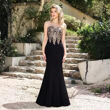 MisShow Women's Lace Applique Long Formal Mermaid Evening Prom Dresses - màu đen - Xem 2
