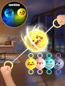 1/6个发光拉绳飞球玩具，旋转发光玩具，派对发光玩具，可锻炼手指灵活性，益智游戏，减压玩具，派对礼物，家庭互动玩具，适合学校课堂奖励，返校礼物，节日派对游戏，礼品袋填充物，发光小礼物，斋月礼物，儿童手指玩具，儿童礼物，女孩玩具，男孩玩具，儿童游戏，生日派对礼物，趣味礼物 - 彩色 - 查看 2