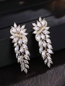 rakol 1 对奢华优雅锆石包裹叶装饰女士吊坠耳环，适合婚礼佩戴和礼物 - 款式1 - 查看 5