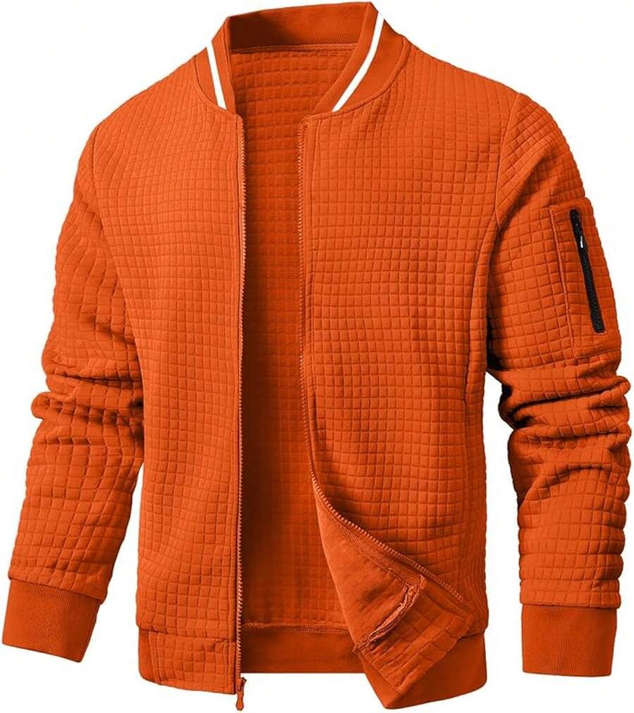 Mens Casual Lightweight CoatChristmas MQ4K - 橘色 - 查看 1