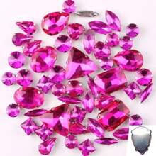 50 件/包，闪光混合形状玻璃水钻，银色金属平底，混合形状手工缝制水钻，用于衣服平底工艺宝石水晶缝制水钻带爪，DIY 配件用于装饰衣服、连衣裙、包、鞋子、胸针、耳环、手工艺品