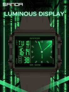 SANDA. Đồng hồ điện tử thời trang SANDA 6273, đồng hồ nam có lịch dạ quang, chống nước, thích hợp cho hoạt động thể thao ngoài trời và thường ngày, đồng hồ đeo tay kỹ thuật số dành cho nữ. - trắng - Xem 5