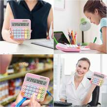 Pink Calculator, Standard Calculator 12 Digit With Large LCD Display And Big Buttons,Pink Office Accessories Women Desk, Cute Office,School, Home, Business(Colorful Pink)