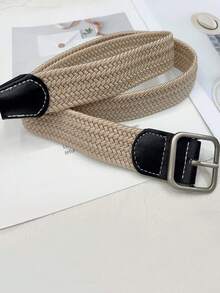 1 条女士方形扣编织腰带 夏季、秋季、万圣节 - 黑色 - 查看 9