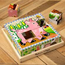 & Doug Rompecabezas de Cubos Animales de la Granja, Seis Rompecabezas en Uno, Juguete de Madera, Juguete de Desarrollo (16 Cubos y Bandeja) - Sólo en inglés - Ver 9