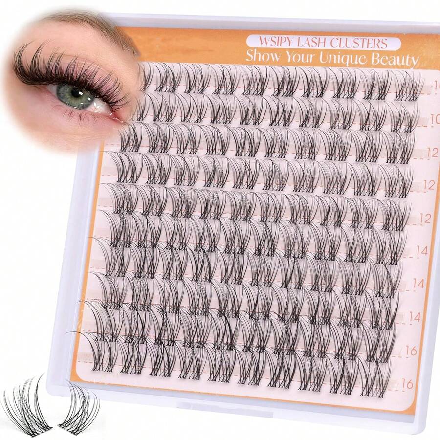 100 Peças Cachos de Cílios Naturais, Cachos de Cílios Wispy de Vênus com Faixa Invisível Fina, 10-16mm, Extensão de Cílios DIY com Faixa Transparente, Aparência Natural de Cachos de Cílios Individuais, Cachos de Cílios, Cílios Individuais, Cílios, Cílios Falsos - C - Visão 1