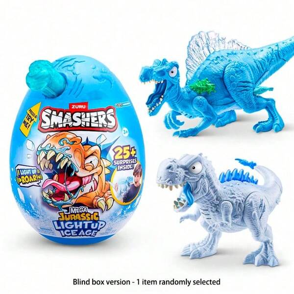 ZURU Huevo misterioso oficial ZURU Smashers - Juguete Jumbo de dinosaurio jurásico de 27 cm con talla grande de 25 sorpresas (azul o blanco al azar) Conjunto de regalo de cumpleaños para niños*